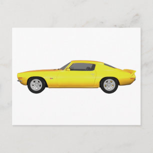 1972 Camaro Z28: Muskelwagen: Gelb Fertig: Postkarte