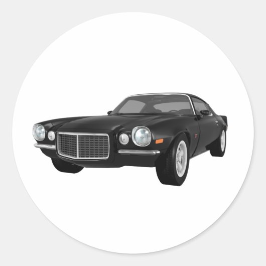 1972 Camaro Z28: Muskelwagen: Schwarze Finish Runder Aufkleber (Vorderseite)