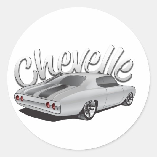 1972 Chevelle Custom Illustration Runder Aufkleber (Vorderseite)
