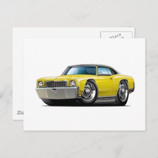 1972 Monte Carlo Gelb-Schwarz Top Car Postkarte (Vorne/Hinten)