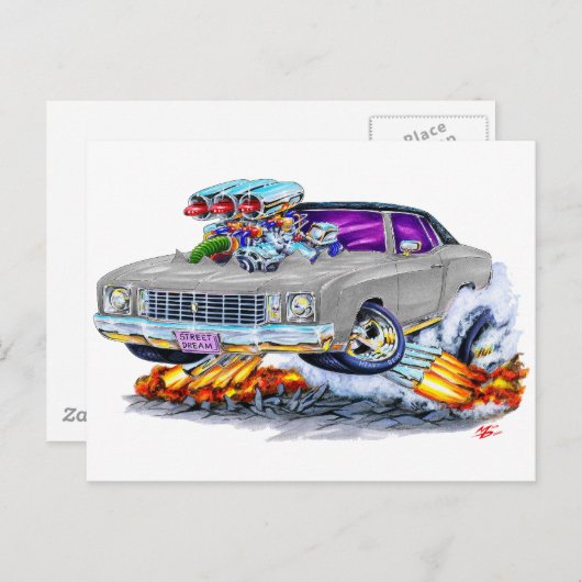 1972 Monte Carlo Gray Car Postkarte (Vorne/Hinten)