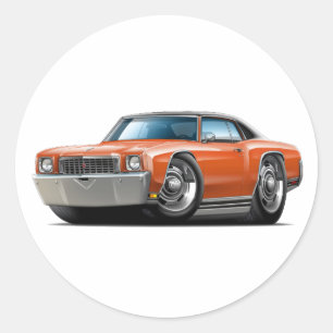 1972 Monte Carlo Orange-Black Top Car Runder Aufkleber