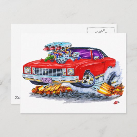 1972 Monte Carlo Red Car Postkarte (Vorne/Hinten)