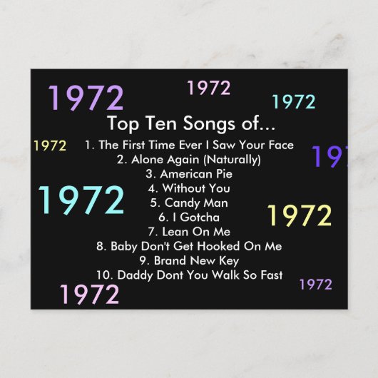 1972 Songs Postkarte (Vorderseite)