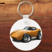 1973-76 Corvette Orange Car Schlüsselanhänger (Vorderseite)
