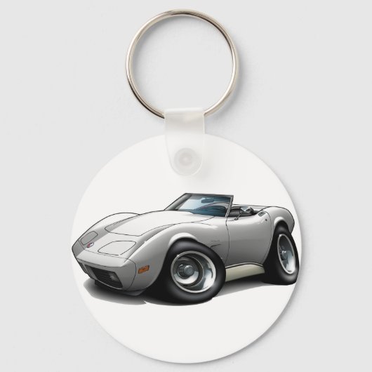 1973-76 Corvette White Convertible Schlüsselanhänger (Vorderseite)