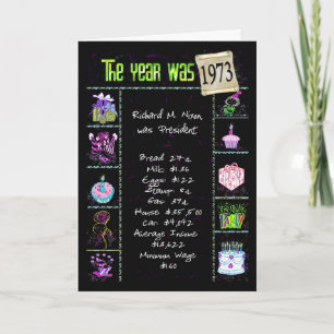 1973 Birthday Year with Fun Trivia Facts Karte