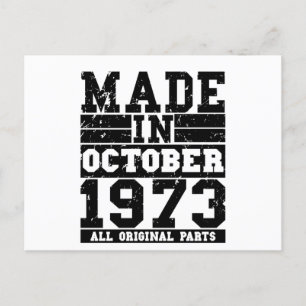 1973 Geburtstag Oktober Vintage Sprüche Postkarte