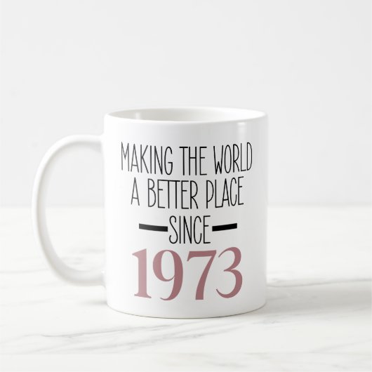 1973 Geburtstagskaffee, 50. Geburtstag für Frauen Kaffeetasse (Links)