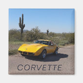 1973 Gelbe Corvette Stingray C3 Classic Car Magnet (Vorne)