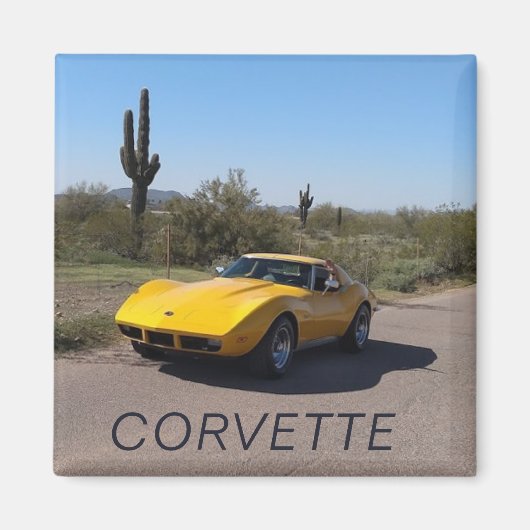 1973 Gelbe Corvette Stingray C3 Classic Car Magnet (Vorne)