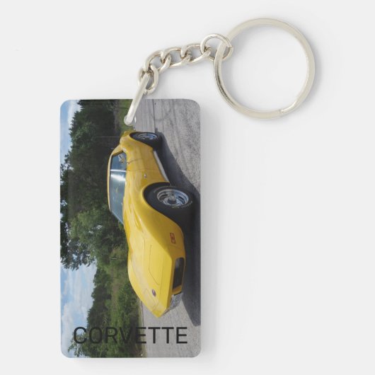 1973 Gelbe Korvette Doppelseitig Acryl Schlüsselanhänger (Rückseite)
