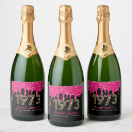 1973 Pink und Black 50 th Birthday Sparkling Wine Schaumweinetikett