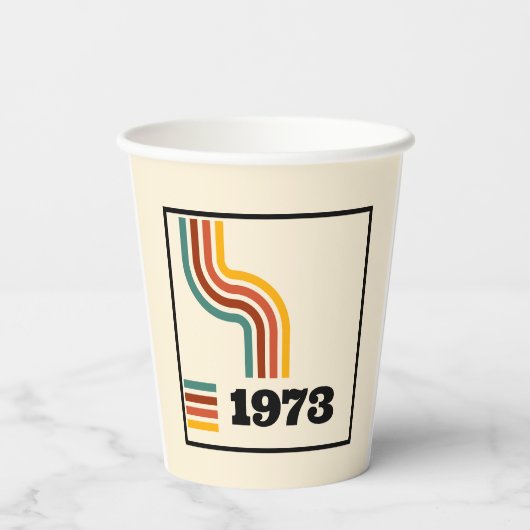 1973 Retro Vintage Poster Geburtstag oder Wiederse Pappbecher (Rückseite)