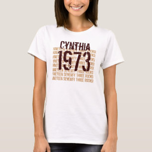 1973 Vintages Jahr-40. Geburtstags-TAN-Schokolade T-Shirt