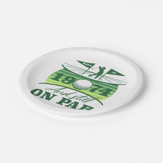 1974 50. Birthday Golf Spaß Pappteller (Schrägansicht)