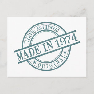 1974 Geburtsjahr Rund Gummistempel Logo Postkarte