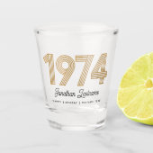 1974 Gold and Black 50th Birthday Shot Glass Schnapsglas (Vorderseite)