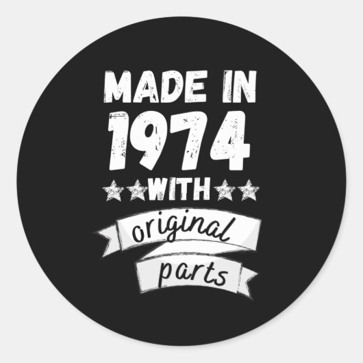 1974 mit Originalteilen hergestellt, Runder Aufkleber (Vorderseite)