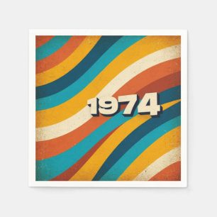 1974 Retro Paper Napkin Vintager 70er Groovy Strei Serviette