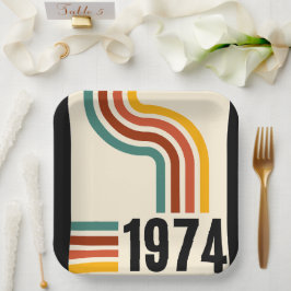 1974 Retro Vintage Poster 50. Geburtstag Pappteller