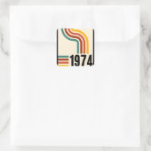 1974 Retro Vintage Poster 50. Geburtstag Quadratischer Aufkleber (Tasche)