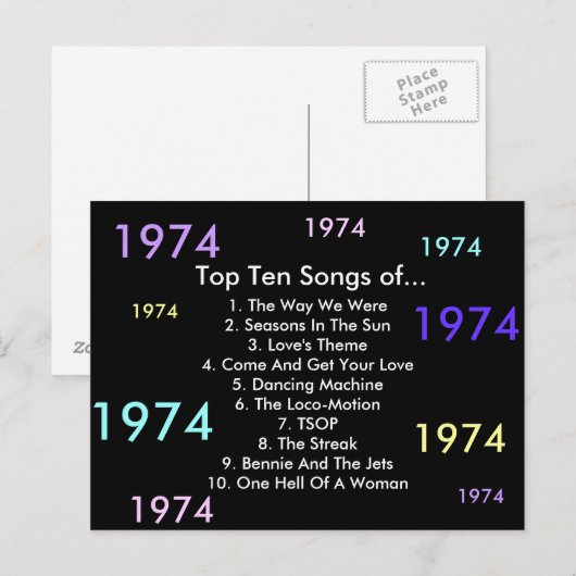 1974 Songs Postkarte (Vorne/Hinten)