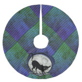 1974 Style Black Cat und Vollmond Blue Green Polyester Weihnachtsbaumdecke (Vorderseite)
