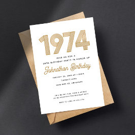 1974 White Black Gold 50th Birthday Invitation  Einladung