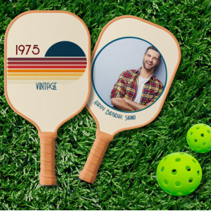 1975 50. Geburtstag Retro Stripe Custom Foto Pickleball Schläger