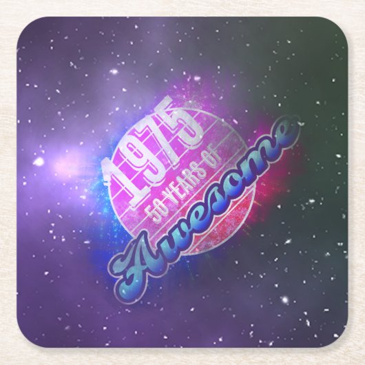 1975 — 50 Jahre Phantastischer "Grunge"-Look Rechteckiger Pappuntersetzer (Vorderseite)