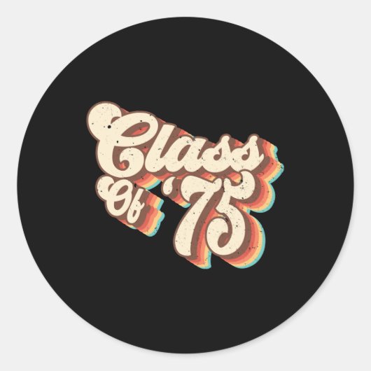 1975 Cl Wiedersehen Retro Cl von 75 Schulabschluss Runder Aufkleber (Vorderseite)