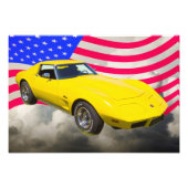 1975 Corvette Stingray mit amerikanischer Flagge Fotodruck (Vorne)
