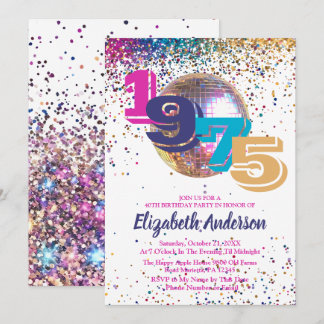 1975 Farbenfrohe Disco 50. Geburtstagsparty Custom Einladung