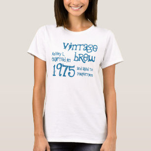 1975 Geburtsjahr Vintage-Brau Custom Name Geschenk T-Shirt