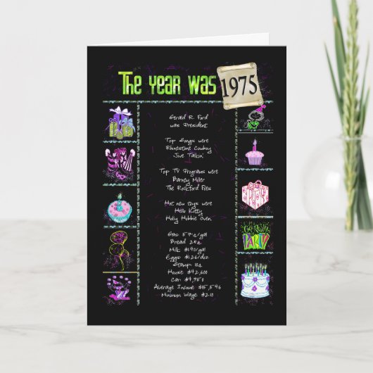 1975 Geburtstags-Spaß-Tatsachen Karte (Vorderseite)