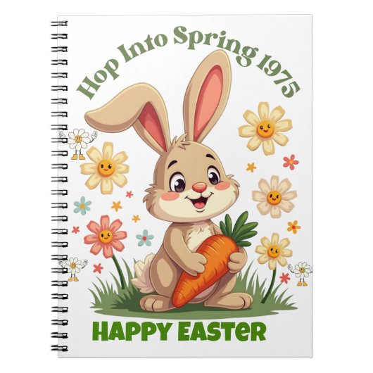 1975 Retro Spring Bunny Notizblock (Vorderseite)