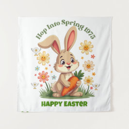 1975 Retro Spring Bunny Wandteppich