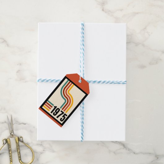 1975 Retro Stripe Rainbow Vintage Poster Geschenkanhänger (Mit Garn)