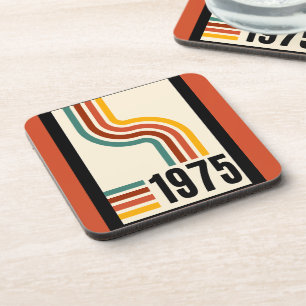 1975 Retro Stripe Rainbow Vintage Poster Getränkeuntersetzer