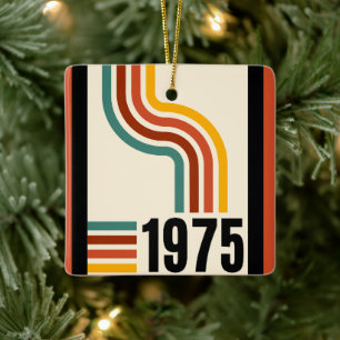 1975 Retro Stripe Rainbow Vintage Poster Keramikornament