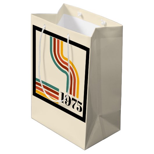 1975 Retro Stripe Vintage Poster Mittlere Geschenktüte (Rückseite Schrägansicht)