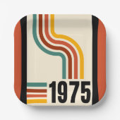 1975 Retro Stripes Vintage Poster Pappteller (Vorderseite)