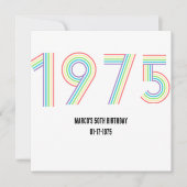 1975 Retro Vintag Rainbow Numeral 50. Einladung (Vorderseite)