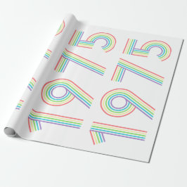 1975 Retro Vintag Rainbow Numeral 50. Geschenkpapier