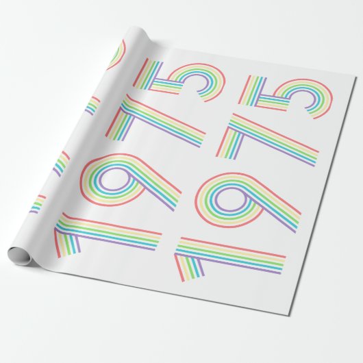 1975 Retro Vintag Rainbow Numeral 50. Geschenkpapier (Ungerollt)