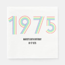 1975 Retro Vintag Rainbow Numeral 50. Serviette