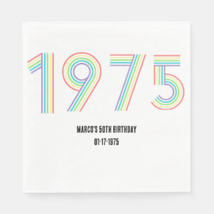 1975 Retro Vintag Rainbow Numeral 50. Serviette