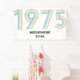 1975 Retro Vintage Regenbogen Zahl 50. Geburtstag Banner