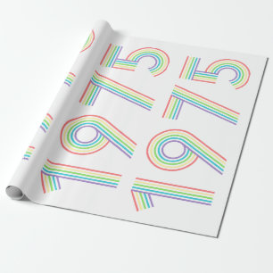 1975 Retro Vintage Regenbogen Zahl 50. Geburtstag Geschenkpapier